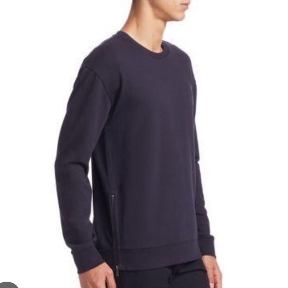 Vince Men's Deep Blue Crewneck Sweater Side Zipper Streetwear M Great Condition